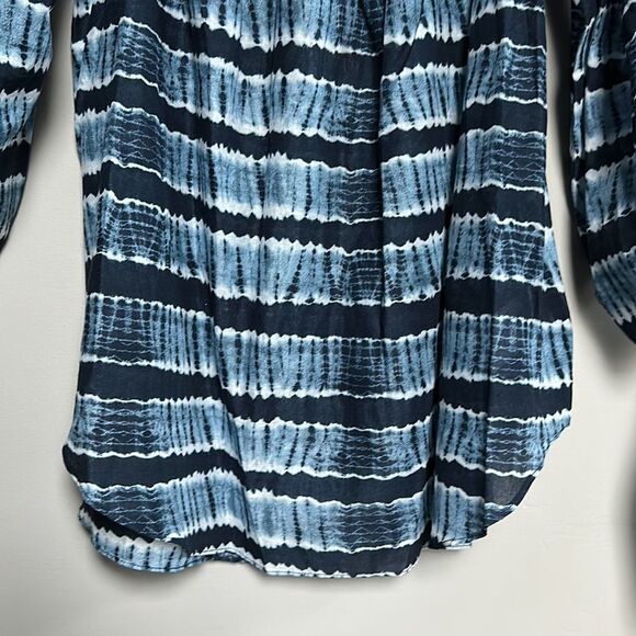 NWT Michael Kors Smocked Off Shoulder Chambray Stripes Chic & Polished Top S - Picture 7 of 13